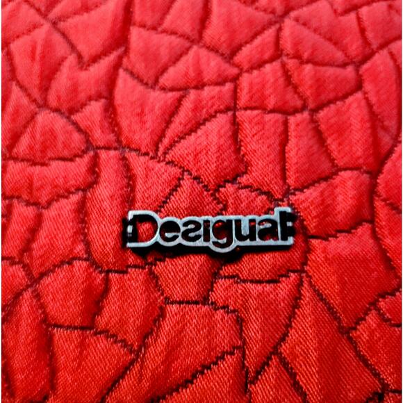 DESIGUAL Rainbow Black Structured Sheath Dress Red Abstract Ombre Small MSRP$269 - Picture 3 of 7